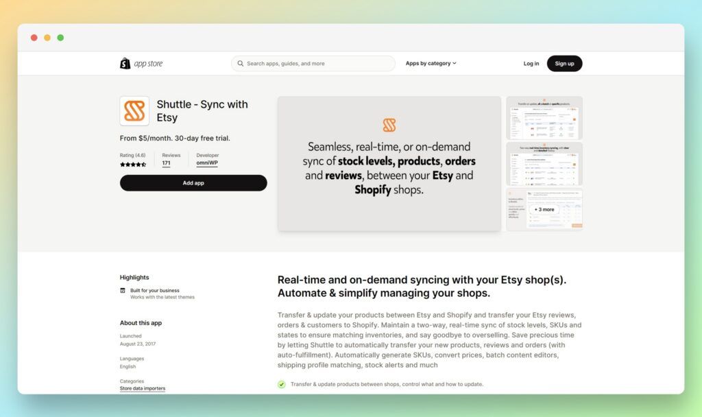 Shuttle - Best Etsy Apps for Shopify